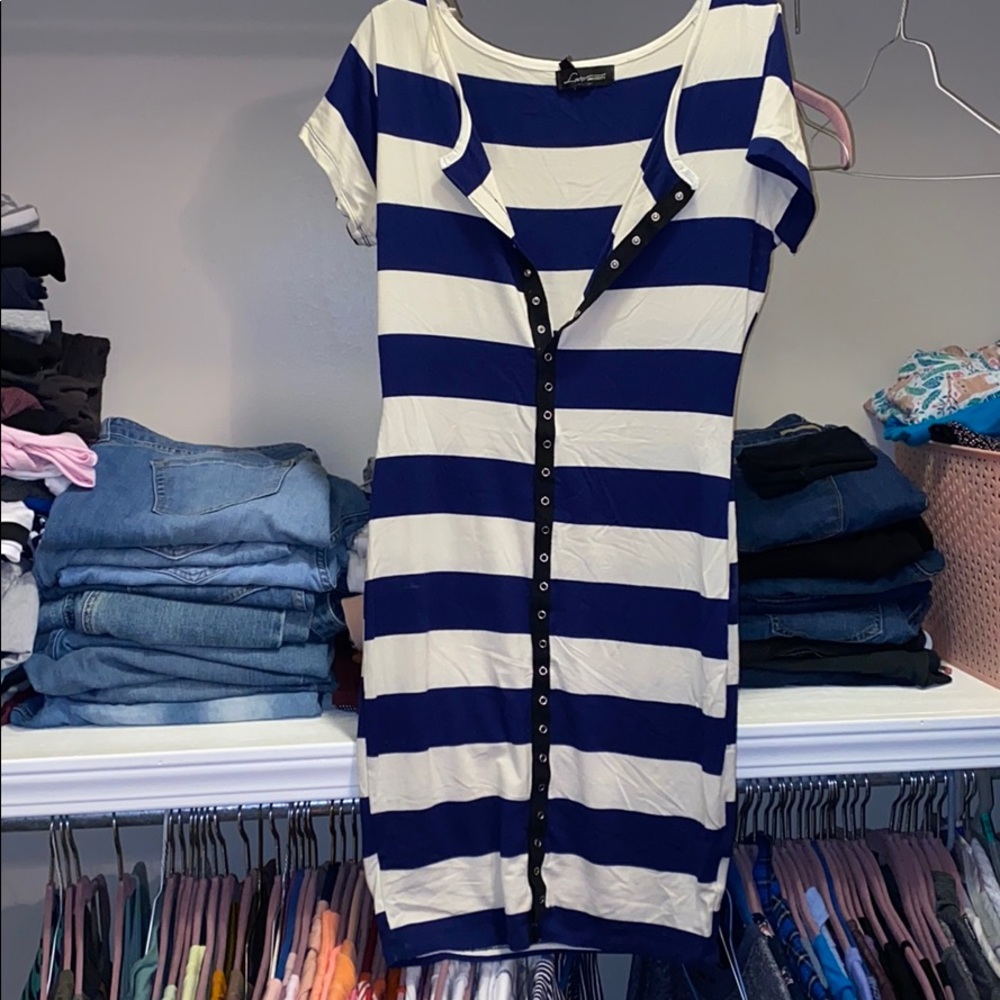 Blue and White Body Con dress